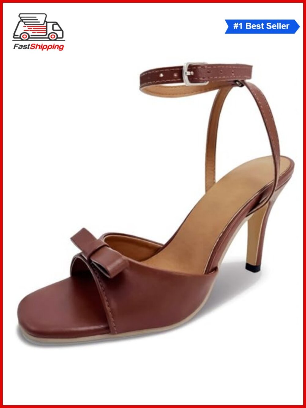 Square Toe Strappy Ankle Strap High Heel Sandals
